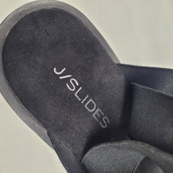 J/Slides Sandals 10 Black Wedge Platform Slingback Slides Chunky Strappy 90s NEW - Picture 9 of 12